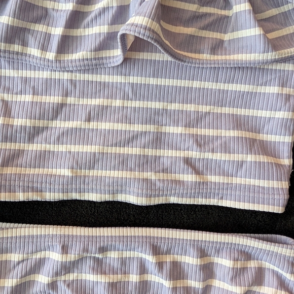 Hanna Andersson Girls Ruffle Lavender Purple Stripe 2 Piece Swim Bathing Suit - Picture 2 of 10